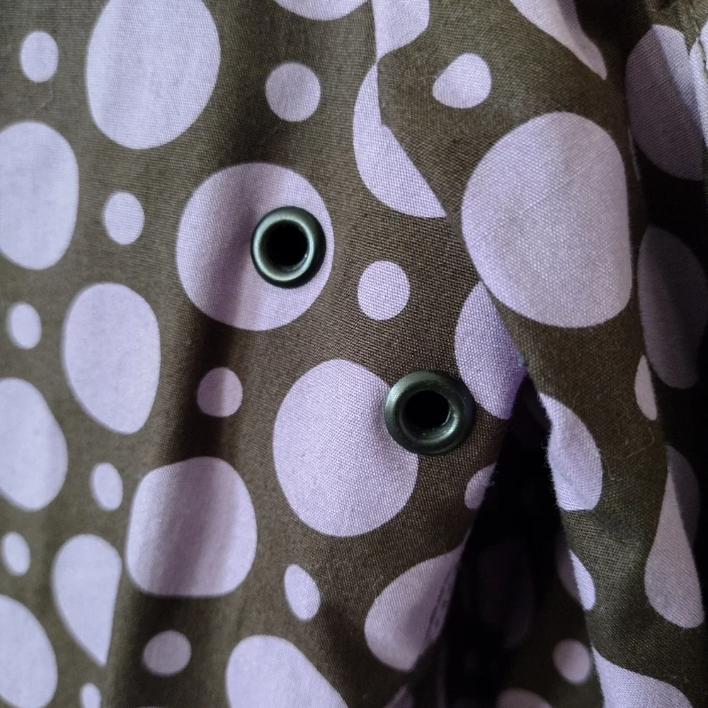 Drizzle Lavender Brown Polka Dot Raincoat Size Small - Picture 4 of 5